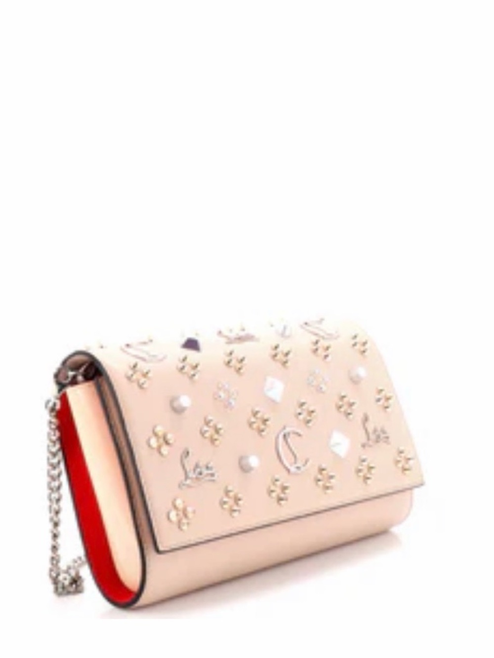 Christian Louboutin Ballerina Pink Embellished Chain Paloma Clutch